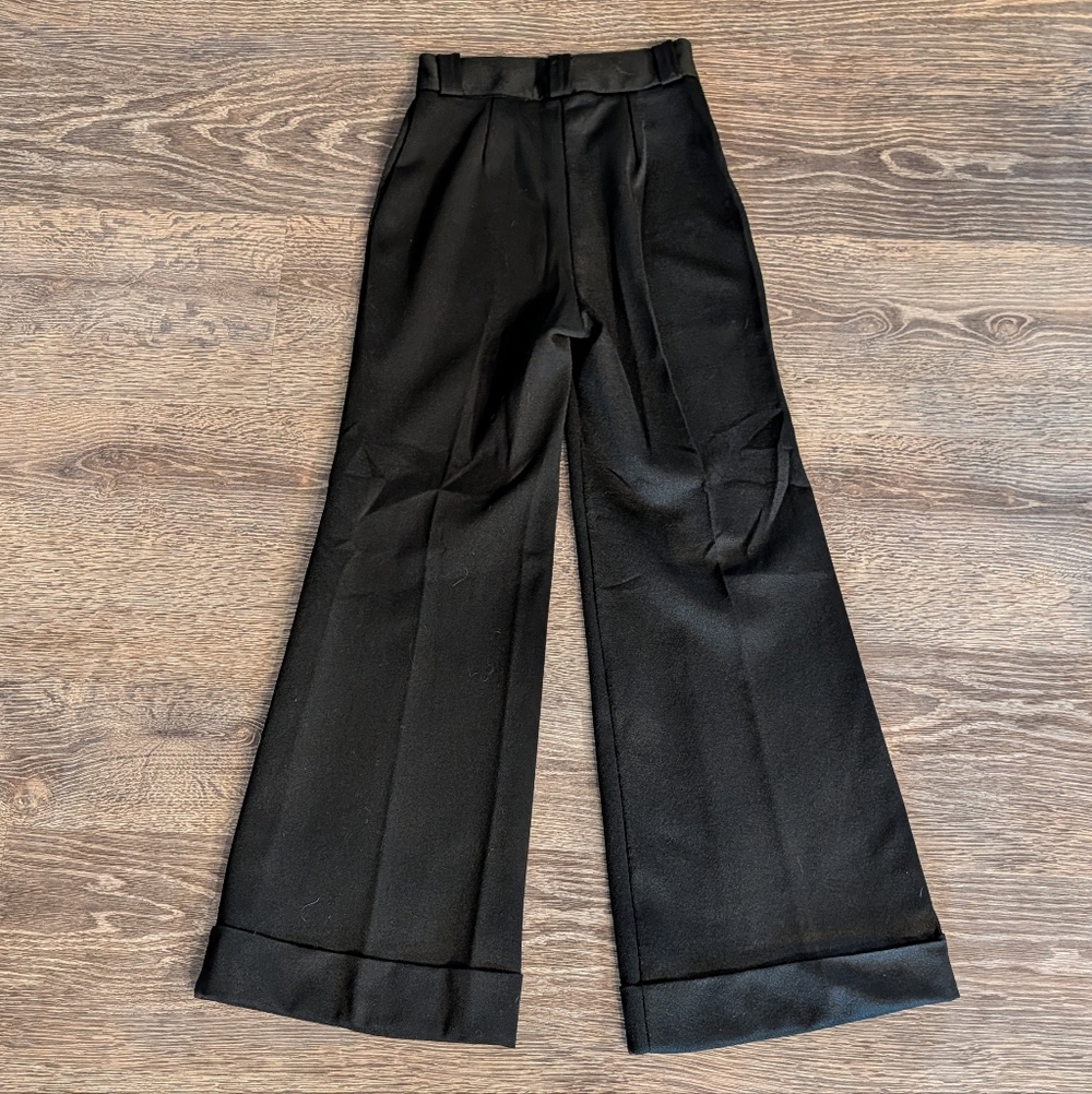 vintage HIGH WAIST WIDE LEG PANTS black trousers XS - Picture 4 of 6